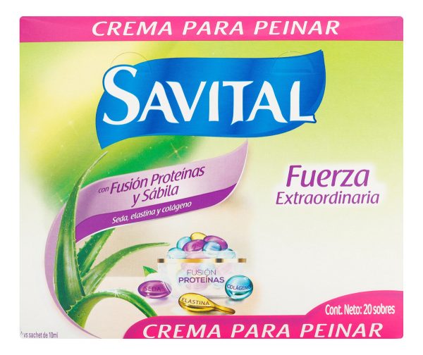Crema Para Peinar Savital Fusión De Proteínas 20 Sobres