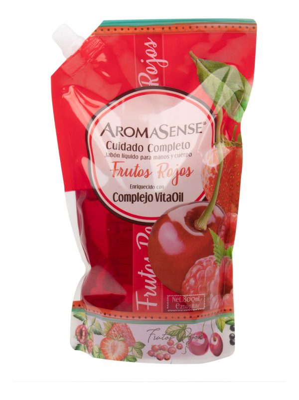Jabón Líquido Aromasense Frutos Rojos Manos Y Cuerpo 800 Ml