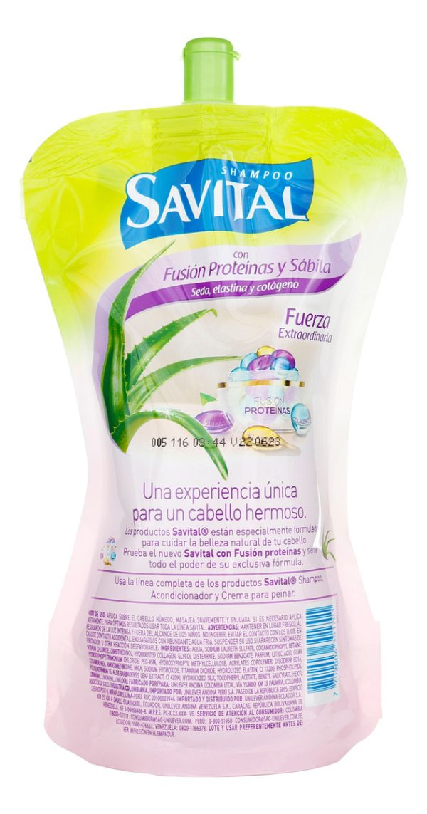 Shampoo Savital Fusión Proteinas Y Sábila 350 Ml - Imagen 2