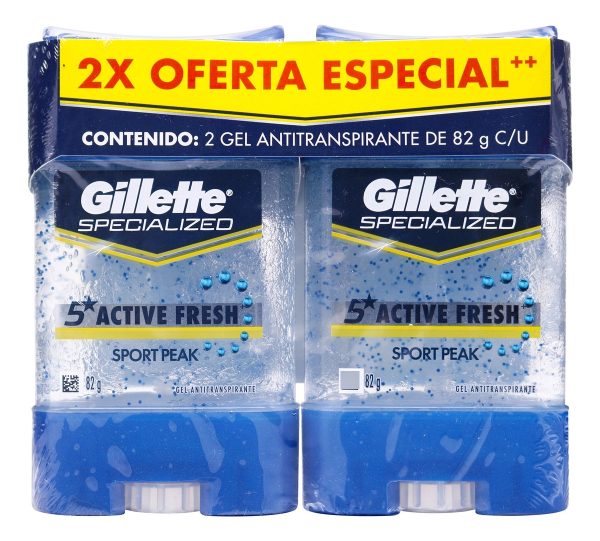 2 Desodorantes Gillette Sport Peak Gel 82 Gr C/u