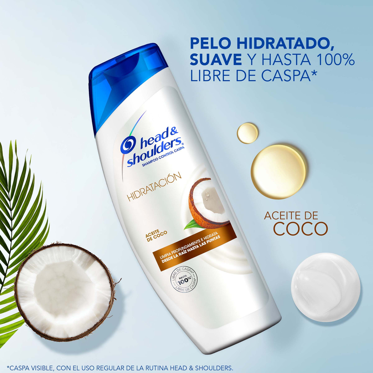 Shampoo Head Shoulders Hidratación Coco 375 Ml + 180 Ml - Imagen 2