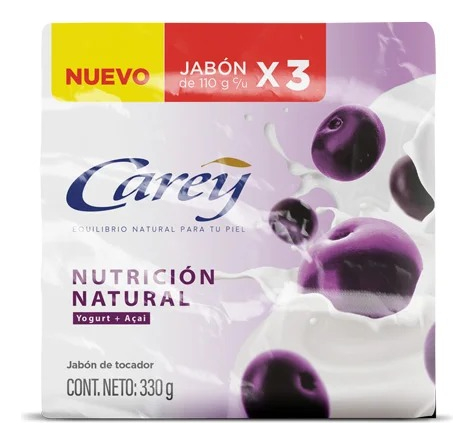 Jabón Carey Nutrición Natural 110 Gr 3 Unidades
