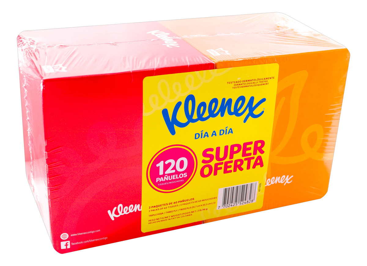 Pañuelos Kleenex 2 Cubo 60 Unidades C/u
