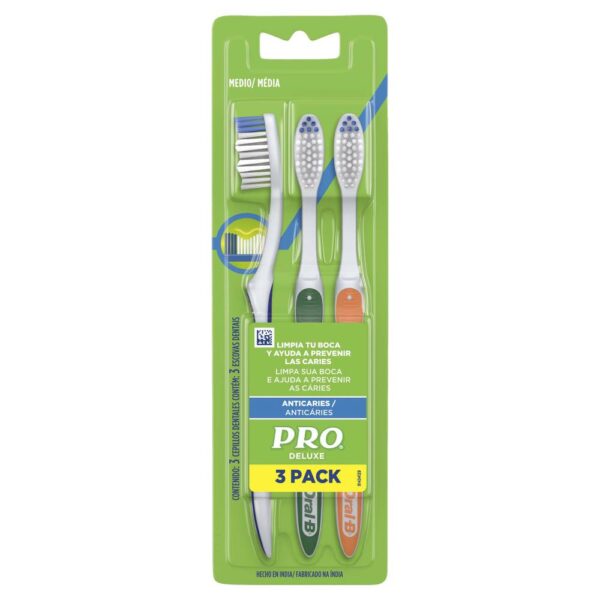 Cepillo Pro Deluxe Anticaries Medio 3 Unidades