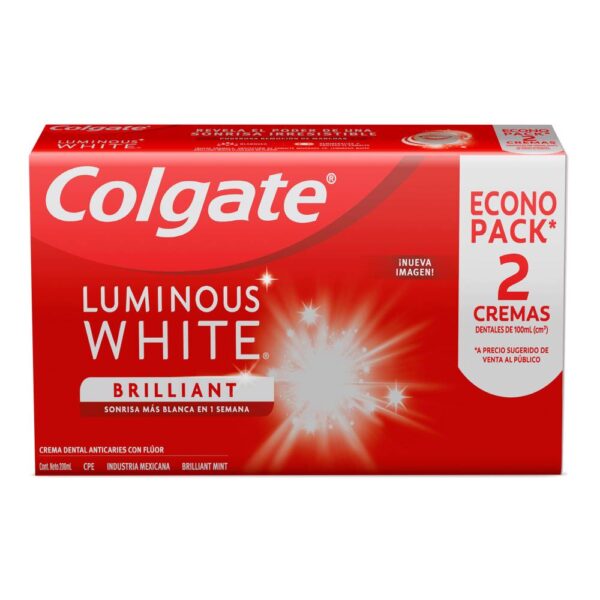 Crema Dental Colgate Luminous White 100 Ml 2 Unidades