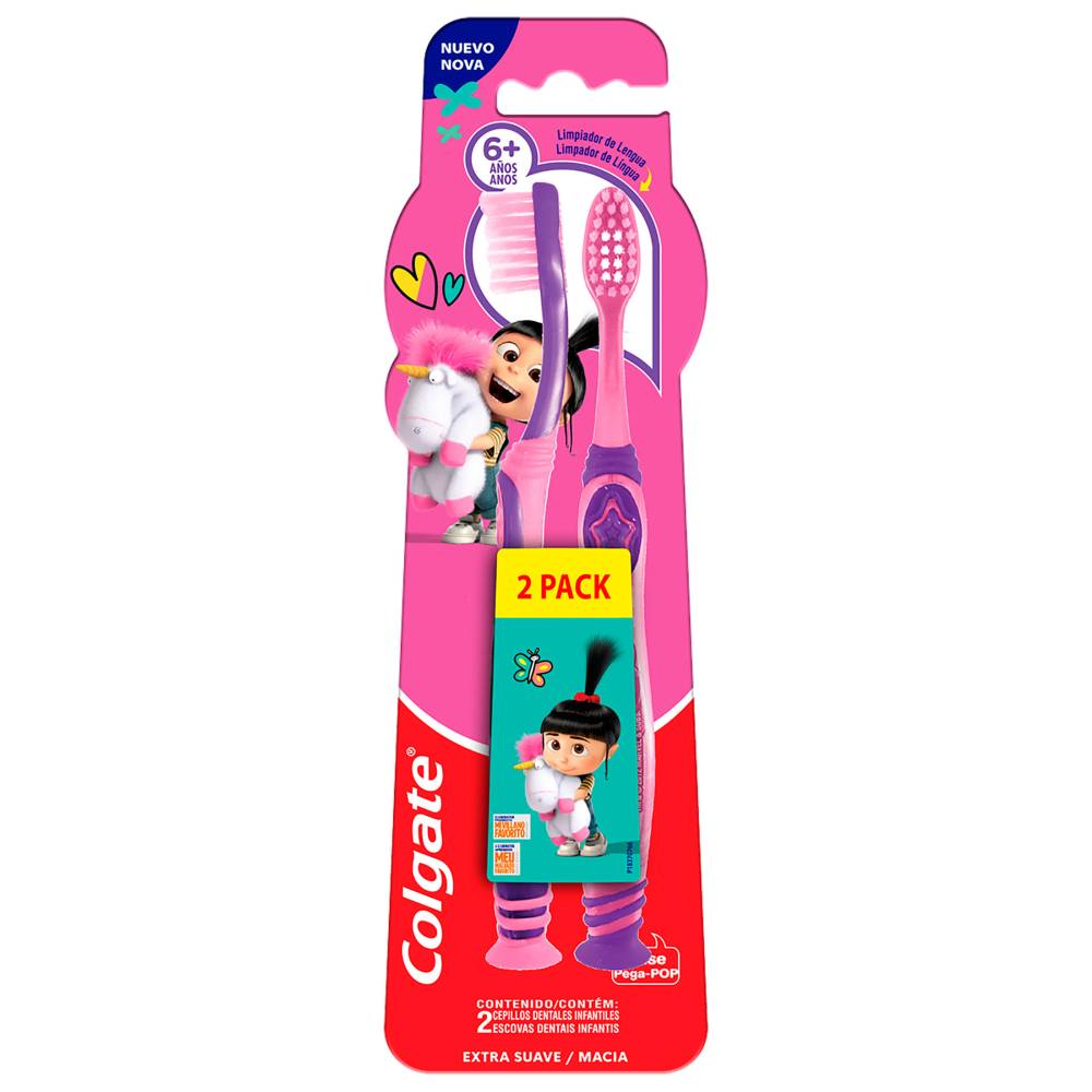 Cepillo Colgate Minions Agnes 6 Años 2 Unidades