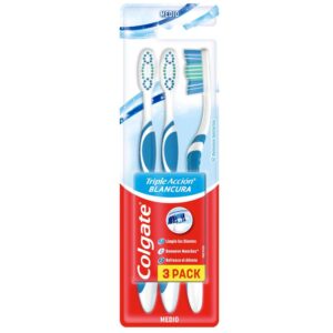 Cepillo Colgate Triple Acción Blancura Medio 3 Unidades