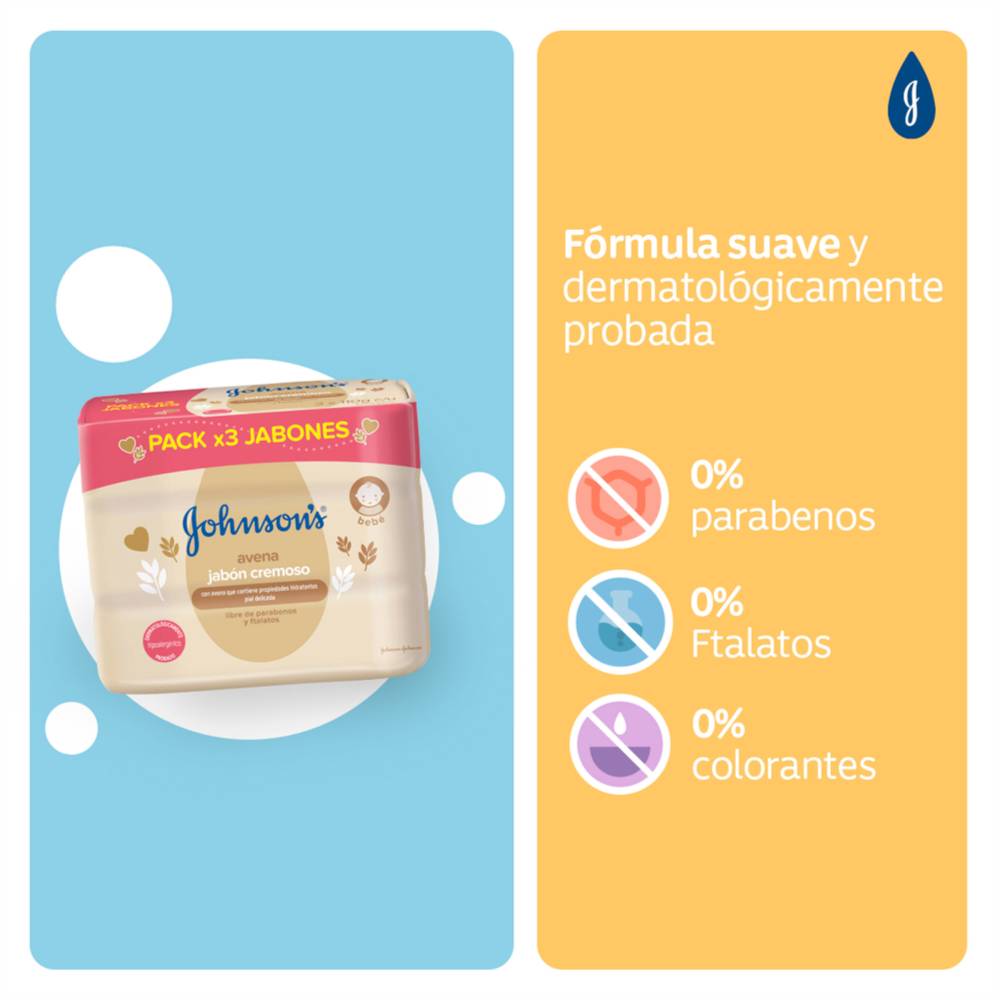 Jabón Johnson Baby Avena 110 G X 3 Unidades - Imagen 3