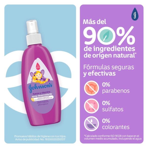 Spray Para Desenredar Johnson Fuerza Y Vitamina E 200 Ml - Imagen 2