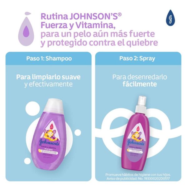 Spray Para Desenredar Johnson Fuerza Y Vitamina E 200 Ml - Imagen 4