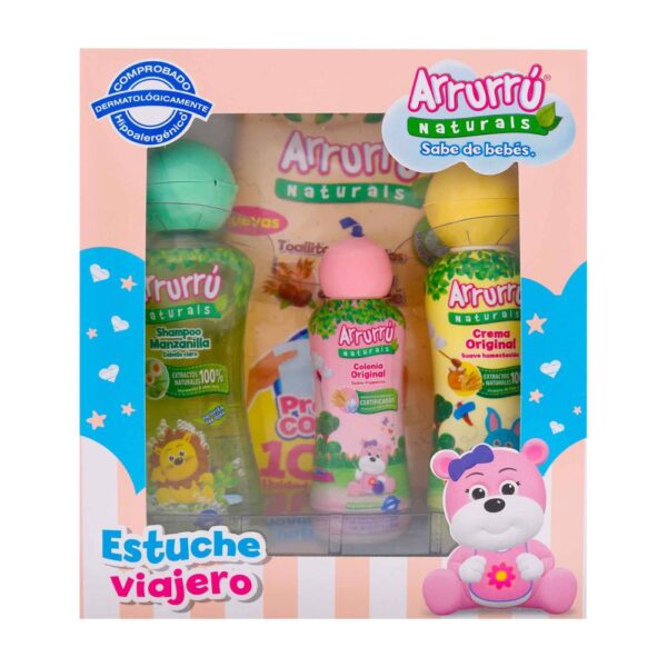 Kit Aseo Arrurru Viajero Rosado 4 Artículos
