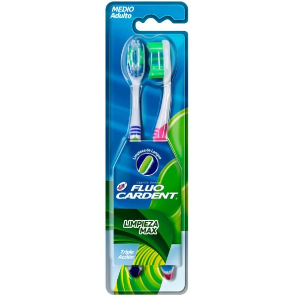 Cepillo Fluocardent Limpieza Max Medio 2 Unidades