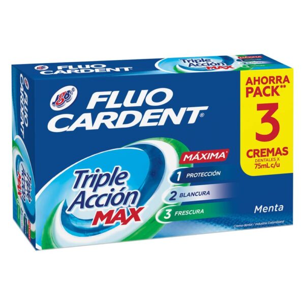 Crema Dental Fluocardent Triple Acción Max 75 Ml 3 Unidades