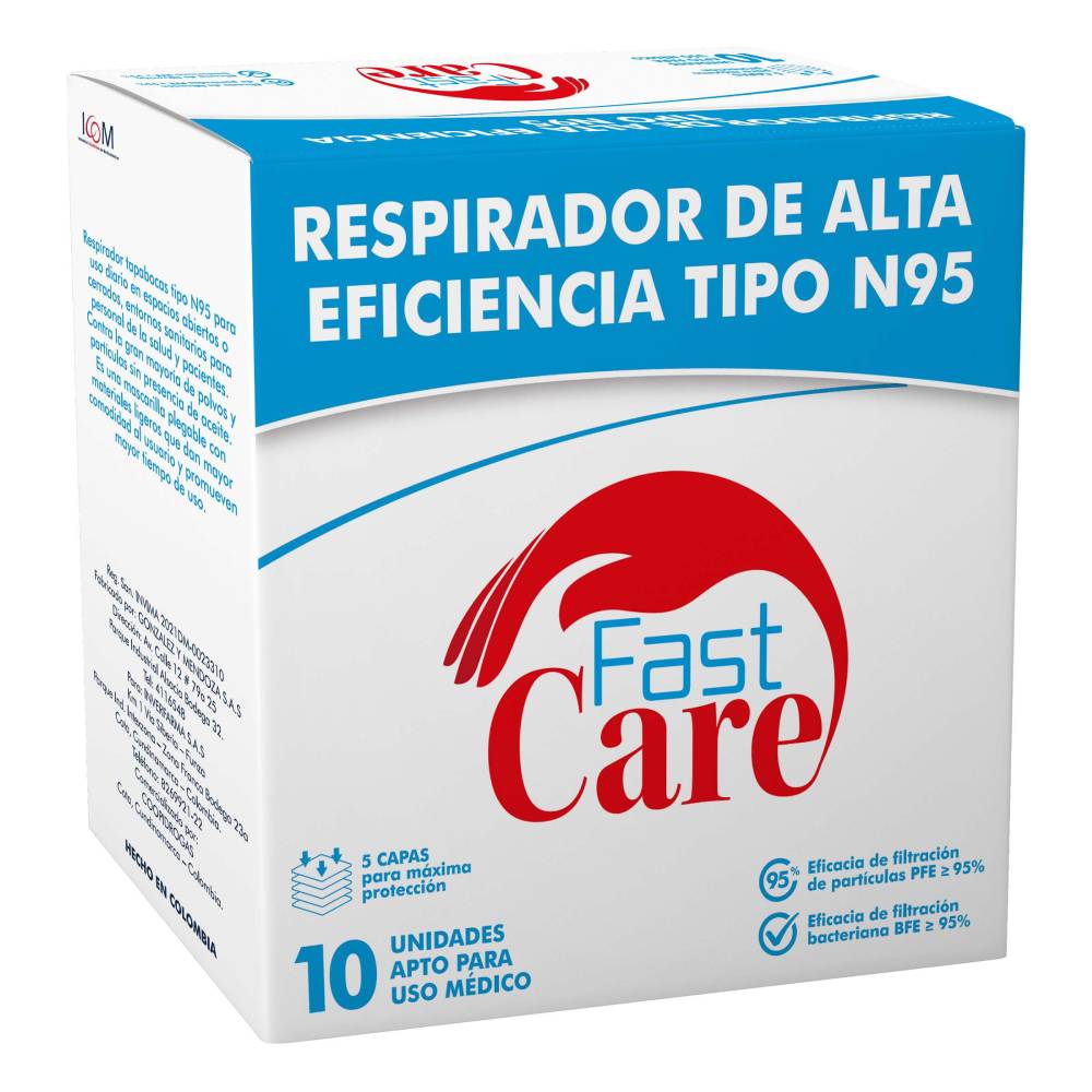 Tapabocas Fast Care N95 10 Unidades