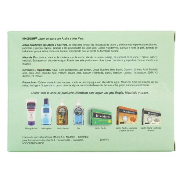 Jabón Nixoderm Azufre + Aloe Vera 100 Gr - Imagen 2