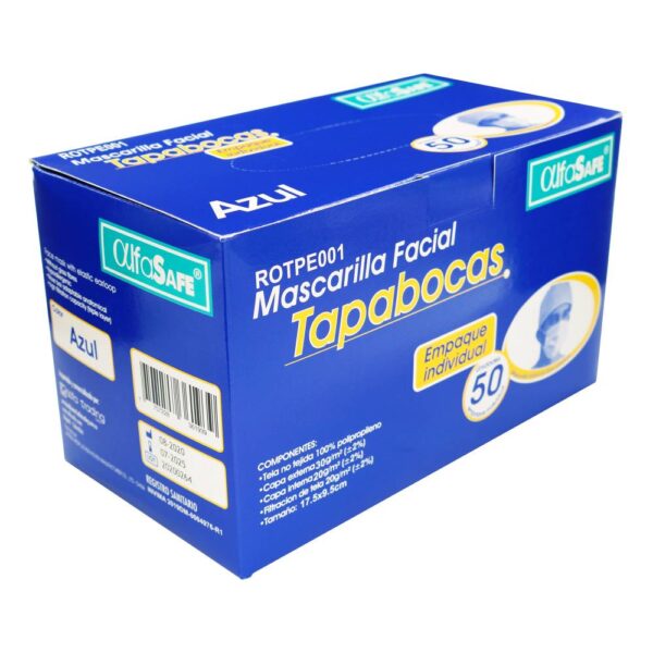 Tapaboca Desechable Alfasafe Blanco 50 Unidades