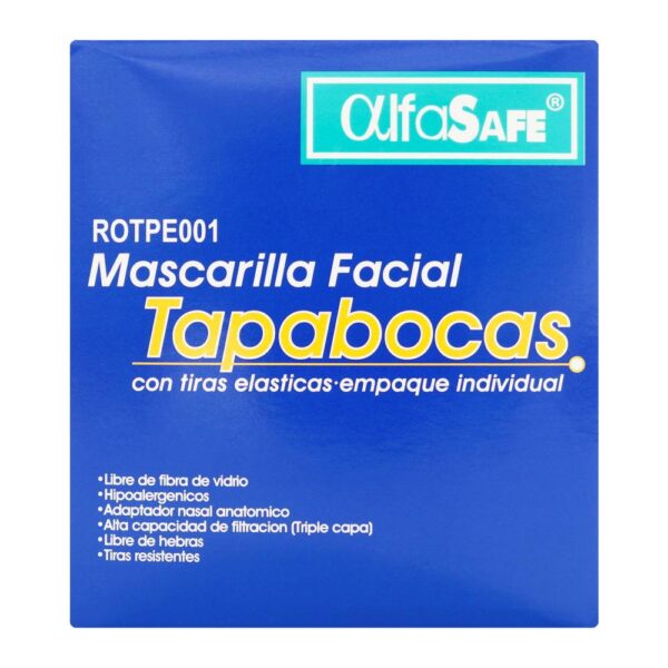 Tapaboca Desechable Alfasafe Azul 50 Unidades - Imagen 2