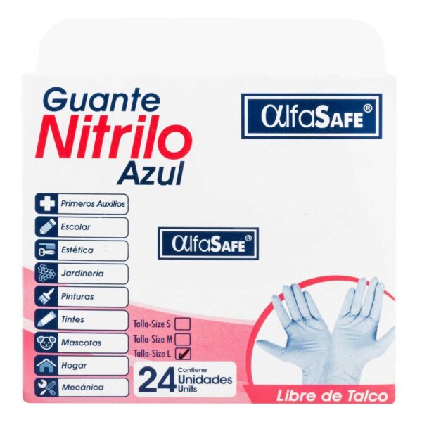 Guante Nitrilo Azul Alfasafe 24 Unidades