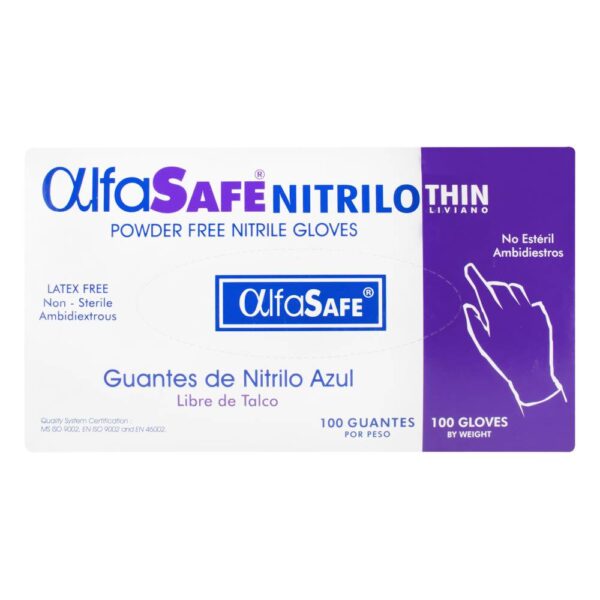 Guante Nitrilo Alfasafe Azul 100 Unidades