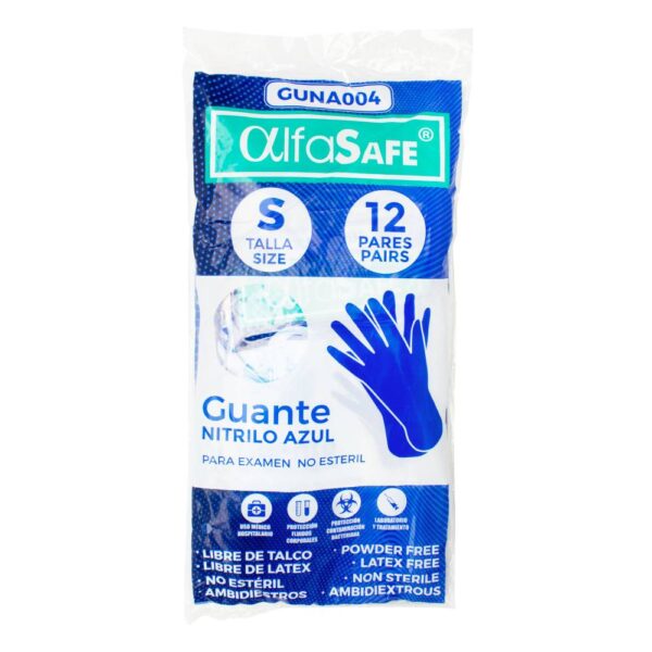 Guantes Nitrilo Alfasafe Azul 12 Unidades
