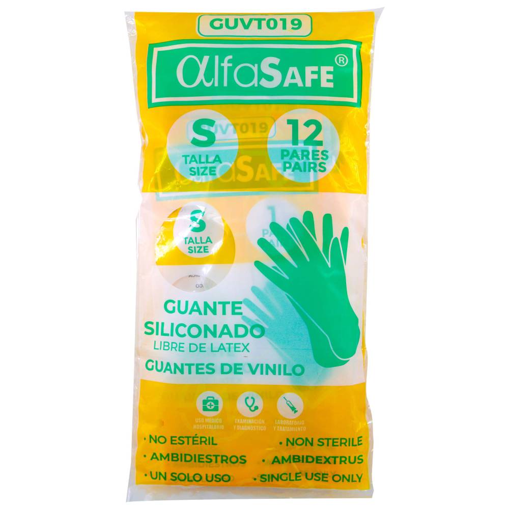 Guantes Vinilo Alfasafe 12 Unidades