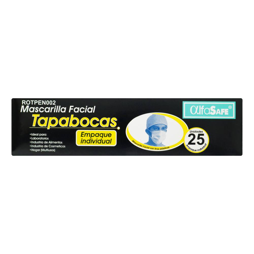 Tapabocas Alfasafe Negro 25 Unidades