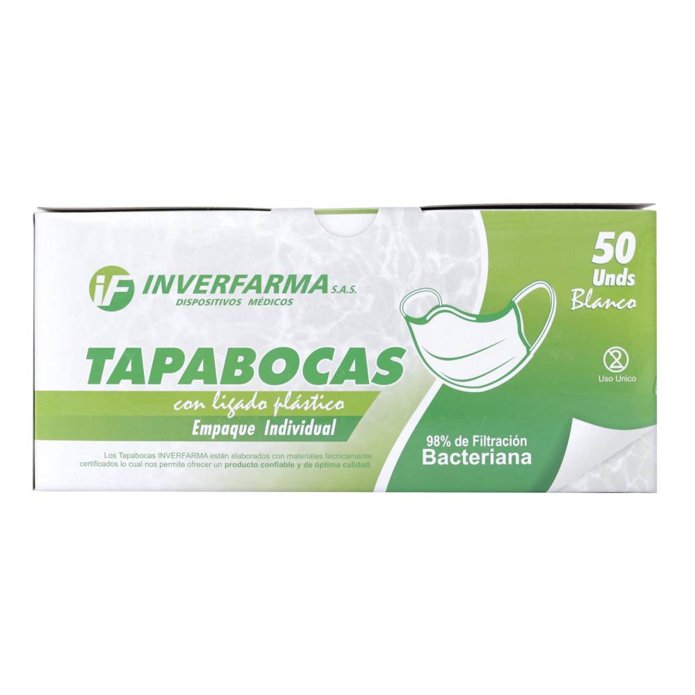 Tapaboca Blanco 50 Unidades Inverfarma