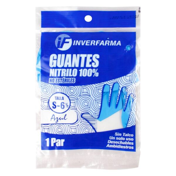 Guante Nitrilo Azul 1 Par Inverfarma