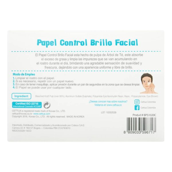 Papel Control Brillo Facial Cettua 50 Papeles - Imagen 2