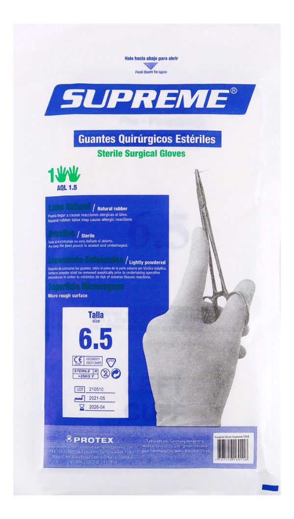Guantes Quirúrgicos Estériles Supreme Protex Tallas 6 A La 8 - Imagen 2