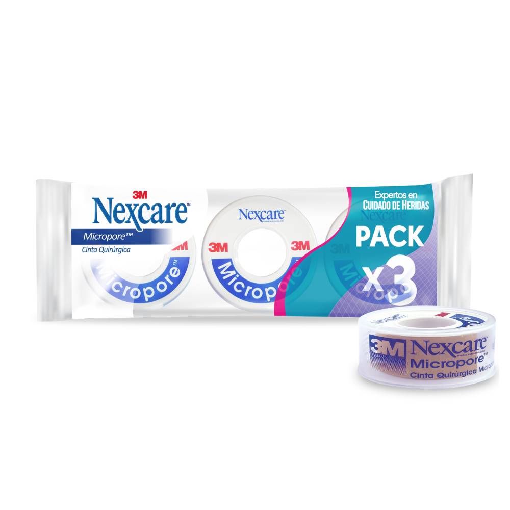 Micropore Piel 12x5 M X 3 Unidades 3m Nexcare