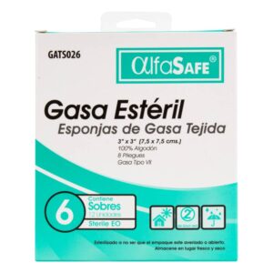 Gasa Esteril Alfasafe Tejida 7.5 X 7.5 Cm 6 Sobres