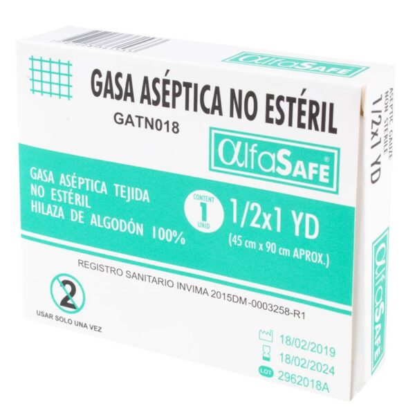 Gasa Aseptica No Esteril Alfasafe 1/2x1 Yardas