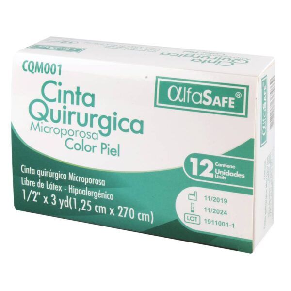 Cinta Quirúrgica Microporosa Alfasafe Piel 1/2x3 Yd 12 Und