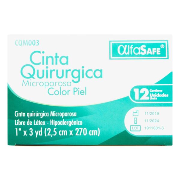 Cinta Quirúrgica Microporosa Alfasafe Piel 1x3 Yd 12 Unds - Imagen 2
