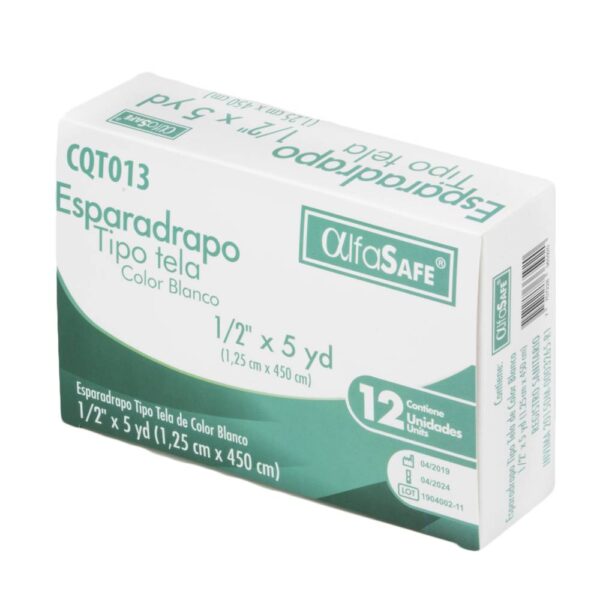 Esparadrapo Tipo Tela Alfasafe Blanco 1/2x5 Yardas 12 Unds