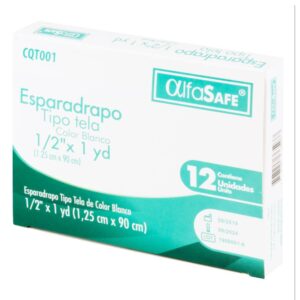 Esparadrapo Tipo Tela Alfasafe Blanco 1/2x1 Yardas 12 Unds