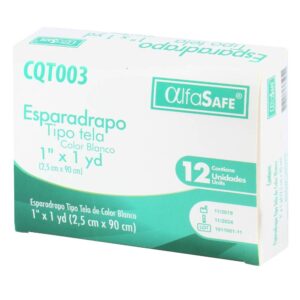 Esparadrapo Tipo Tela Alfasafe Blanco 1x1 Yardas 12 Unidades