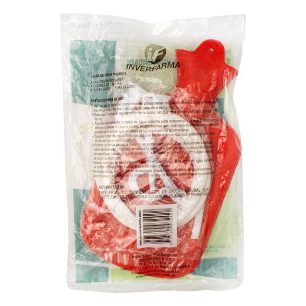 Bolsa De Agua Caliente 1 Litro Con Accesorios Inverfarma - Imagen 2