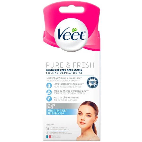 Bandas De Cera Depilatoria Veet Facial Sensible 16 Unidades