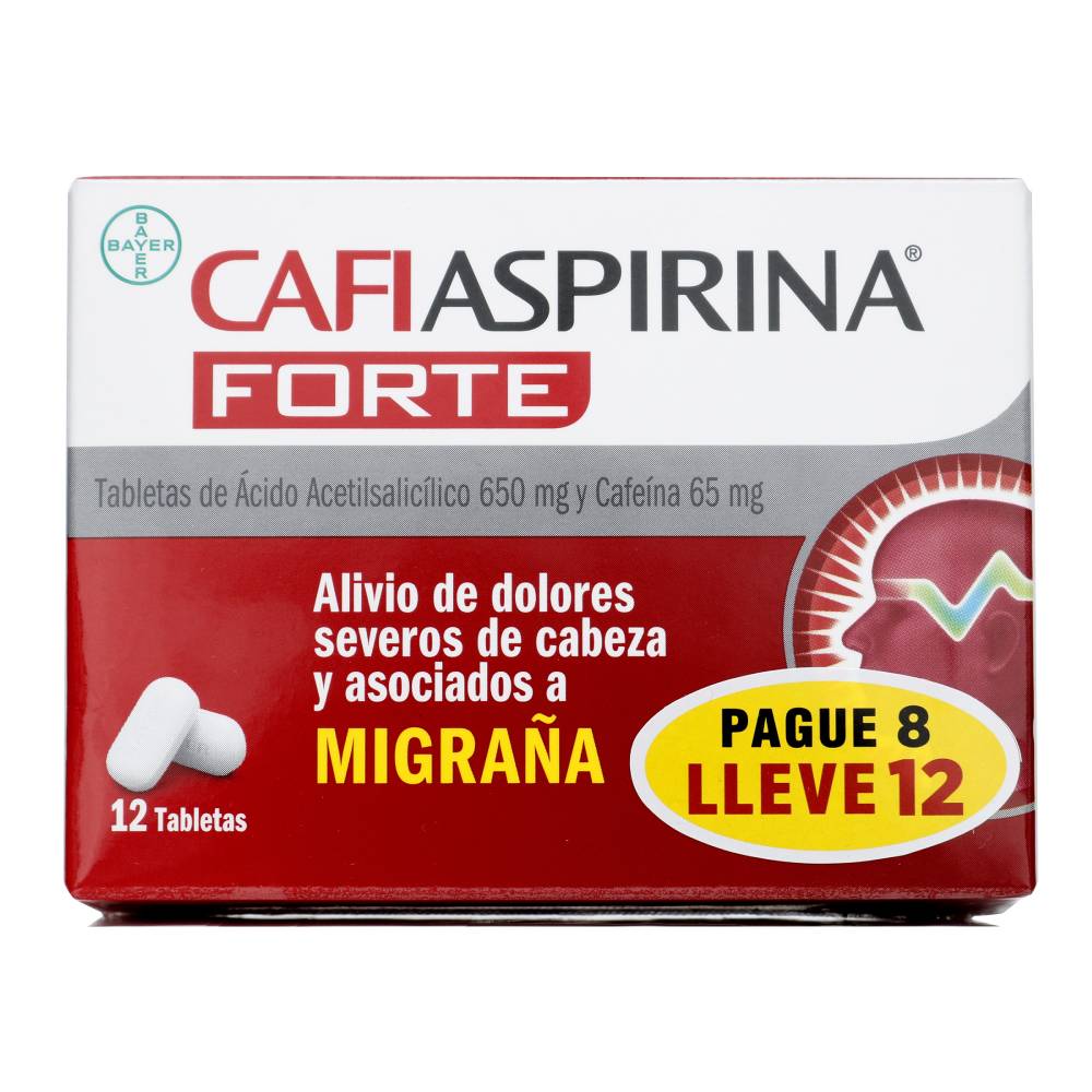 Cafiaspirina 12 Tabletas Alivio Rápido Del Dolor
