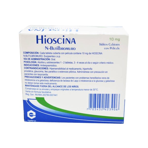 Hioscina N-butilbromuro 10mg 300 Tabletas - Imagen 2