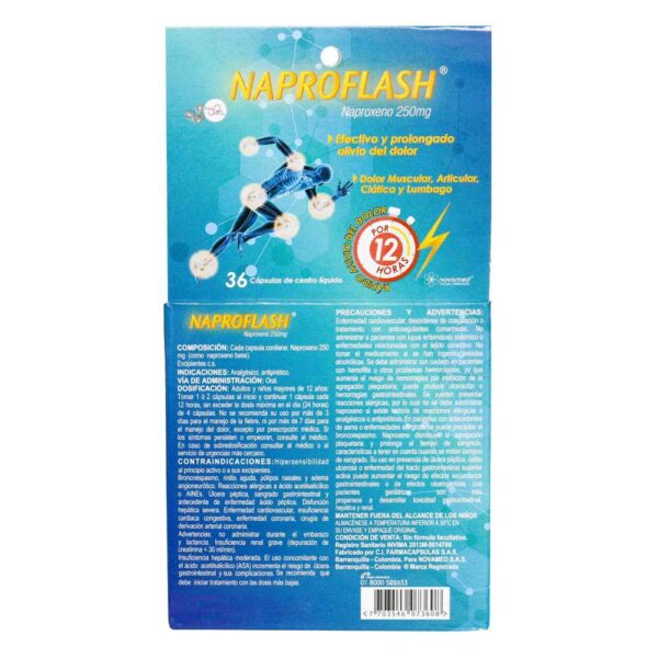 Naproflash Naproxeno 250 Mg 36 Cápsulas - Imagen 2