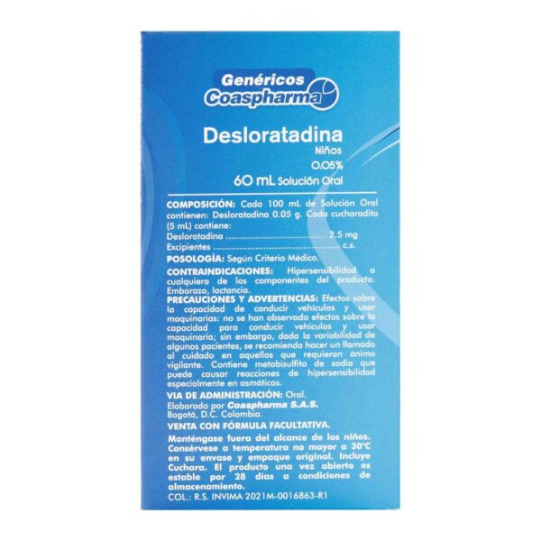 Desloratadina Jarabe 60 Ml Coaspharma - Imagen 3