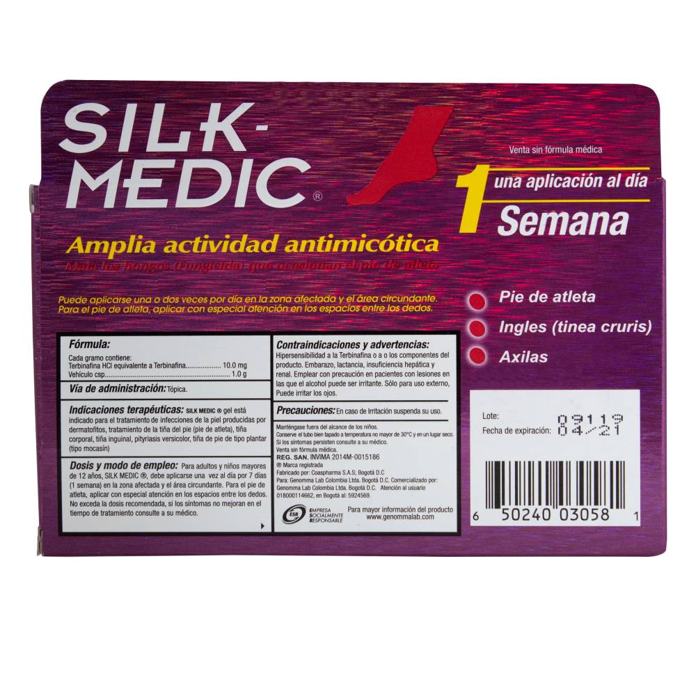 Silk Medic Gel 30g Alivio Y Tratamiento De Hongos - Imagen 3