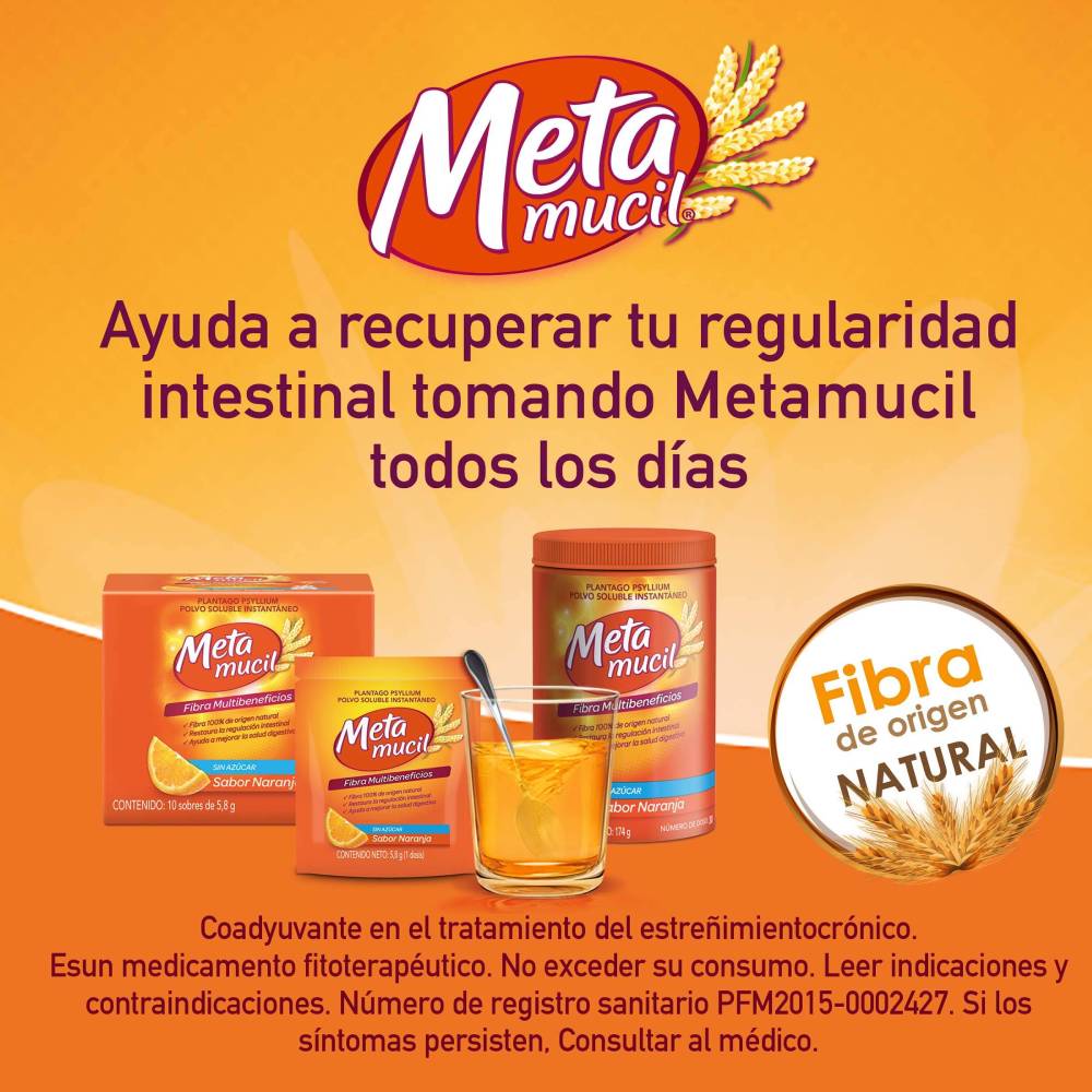 Metamucil Fibra - Suplemento Digestivo 174g - Imagen 3