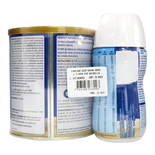 Ensure Adv.vainilla 400 Gr+2 Adv 220 Ml - Imagen 2