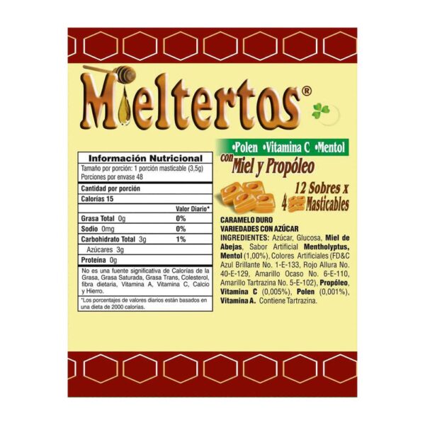 Mieltertos Pastillas Masticables, 12 Sobres - Imagen 2