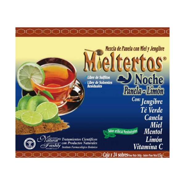 Mieltertos Gripa Noche Panela Limon 24 Sobres - Imagen 2