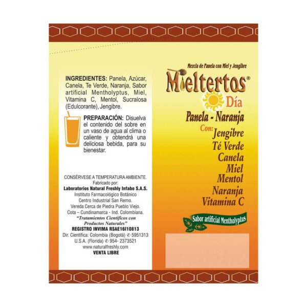 Mieltertos Gripa Dia Panela Naranjas 24 Sobres - Imagen 3